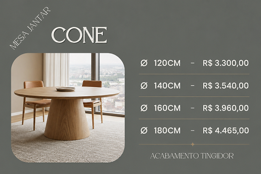 CONE Desconto Exclusivo Coleção Mesa Jantar 7 - Imagem 1